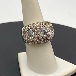 DBJ Designer Ladies Sterling Silver Rhinestone Cocktail Jewelry Ring Size 8.25